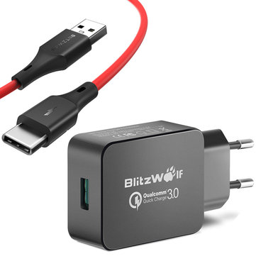 באנדל טעינה שווה – BlitzWolf BW-S5 QC3.0 18W פלוס כבל 3A USB Type-C