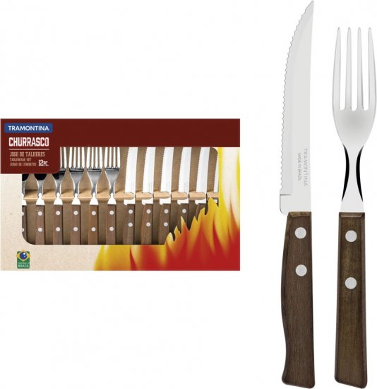 סט סכו"ם 12 חלקים 1+1 (24 חלקים סה"כ = 12 סועדים) Tramontina Natural Churrasco