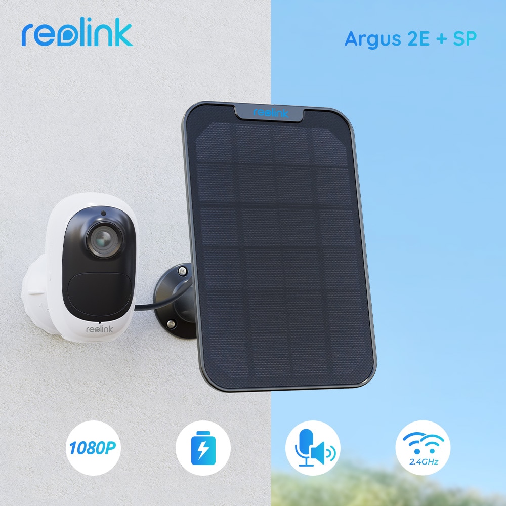 מצלמת אבטחה חיצונית סולארית Reolink Argus 2E אלחוטית + פאנל סולארי