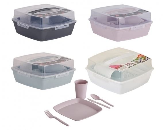 סט משפחתי רב פעמי לפיקניק 6 אנשים 32 חלקים