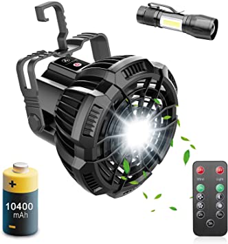 מאוורר קמפינג מיני נטען Ezire 10400mAh כולל שלט רחוק ותאורת לד