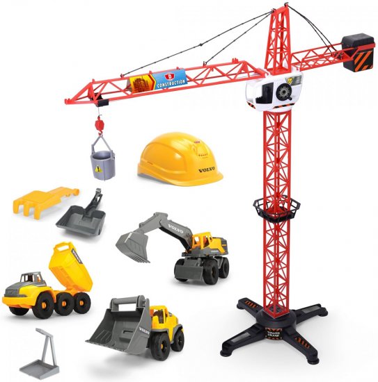 סט אתר בניה VOLVO מבית Dickie כולל מנוף ורכבי עבודה
