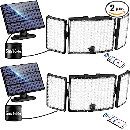 זוג תאורות סולאריות CLAONER עם שלט רחוק וחיישן תנועה מובנה