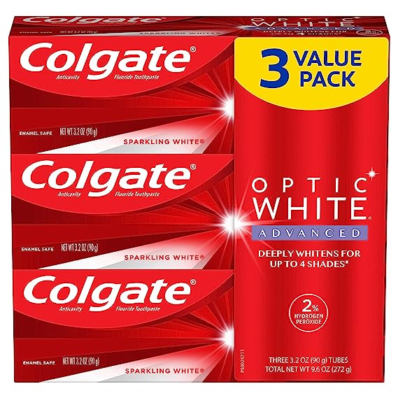 שלישיית משחות שיניים Colgate Optic White אריזות 90 גרם