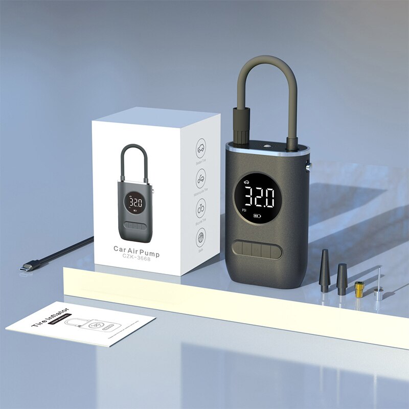 קומפרסור נייד נטען לניפוח גלגלים וצמיגים של רכב 150PSI