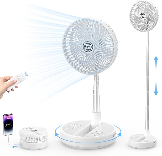 מאוורר קמפינג מתקפל Cmyfato 10000mAh עם שלט רחוק