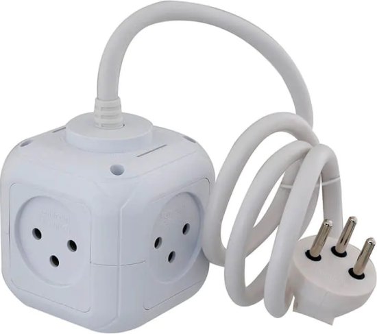 רב שקע קובייה 5 שקעים וכבל באורך 1 מטר מבית Semicom