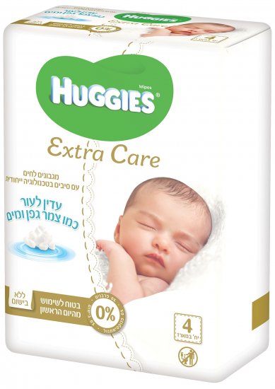 מגבונים לחים עדינים לעור כמו צמר גפן Huggies