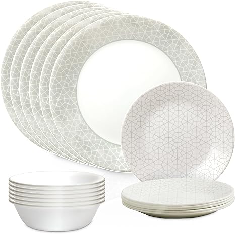 מערכת אוכל Corelle Vitrelle Knox עם 18 חלקים ל-6 סועדים