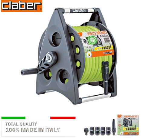 גלגלת השקייה עם צינור 1/2" באורך 15 מטר Claber Kiros pronto