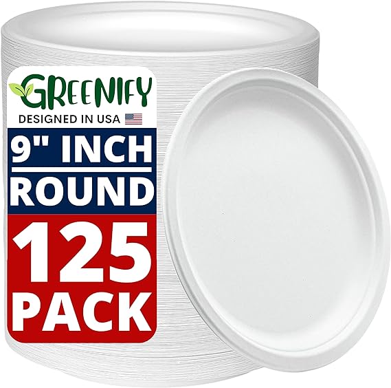 125 צלחות נייר חד פעמיות Greenify