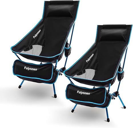 זוג כסאות קמפינג מתקפלים גב גבוהה Fulynmen