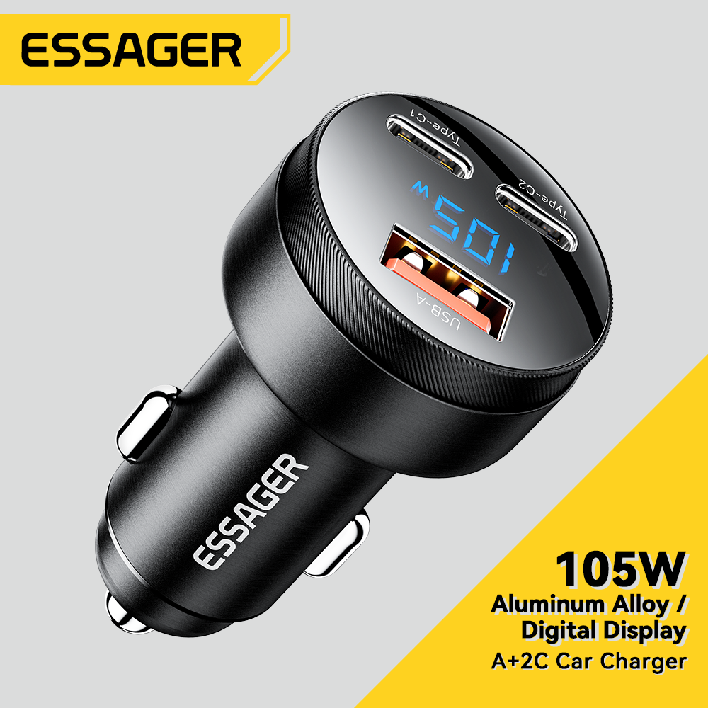מטען מהיר לרכב 3 יציאות Essager 105W