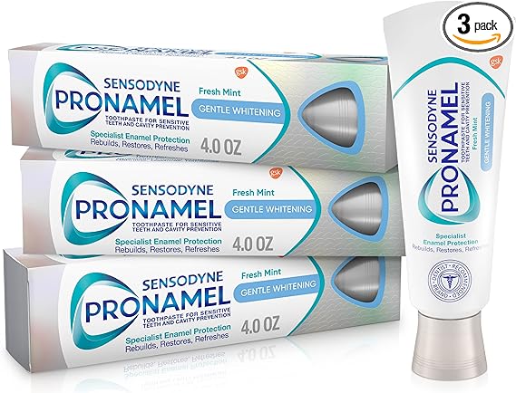 שלישיית משחות שיניים מלבינות לשיניים רגישות Sensodyne Pronamel Gentle Teeth 113gr