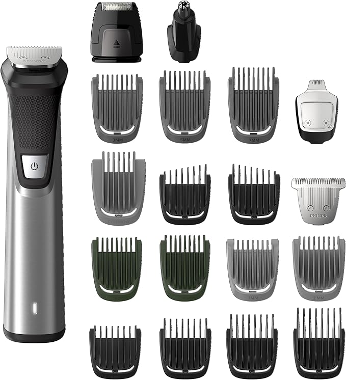 מכונת תספורת מקצועית לגוף, זקן ופנים – Philips Multi Groomer Series 7000 MG7770/18 – All-in-One Trimmer 23 Piece Kit