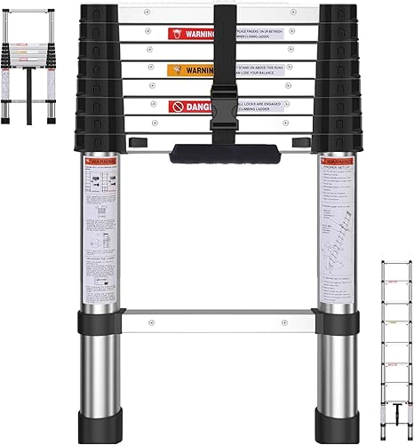 סולם טלסקופי 2.6 מטר עם כפתור קיפול ונעילה חכמה – דגם Dajianglx