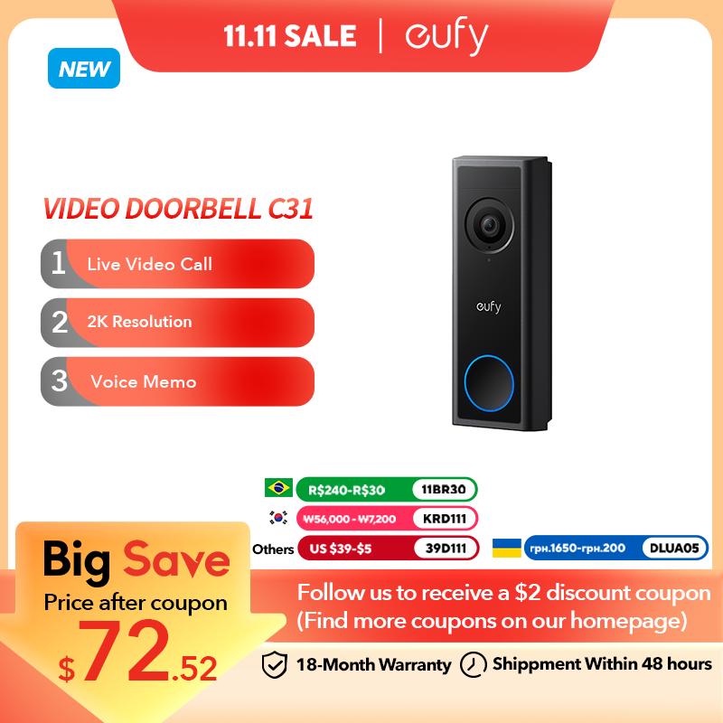 מצלמת דלת חכמה לבית Eufy Video Doorbell C31 2K FHD
