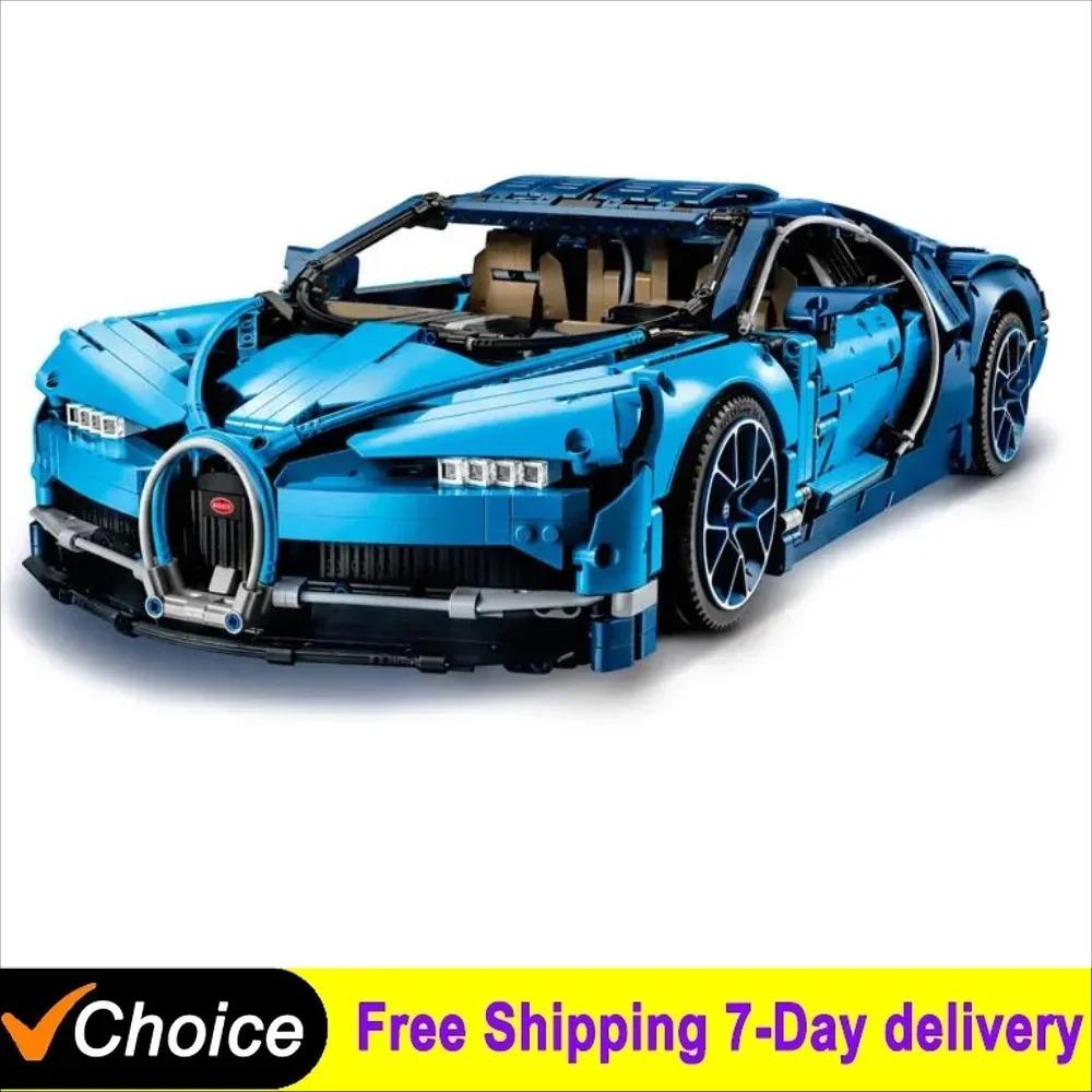ערכת הרכבה לרכב מרוצים ספורטיבי בסגנון  Bugatti Chiron מבוססת MOC עם 3,599 חלקים באורך 56.8 ס"מ 
