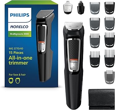 מכונת תספורת סידור זקן ופינישים נטענת Philips Norelco Multigroom 3000 MG3770/40