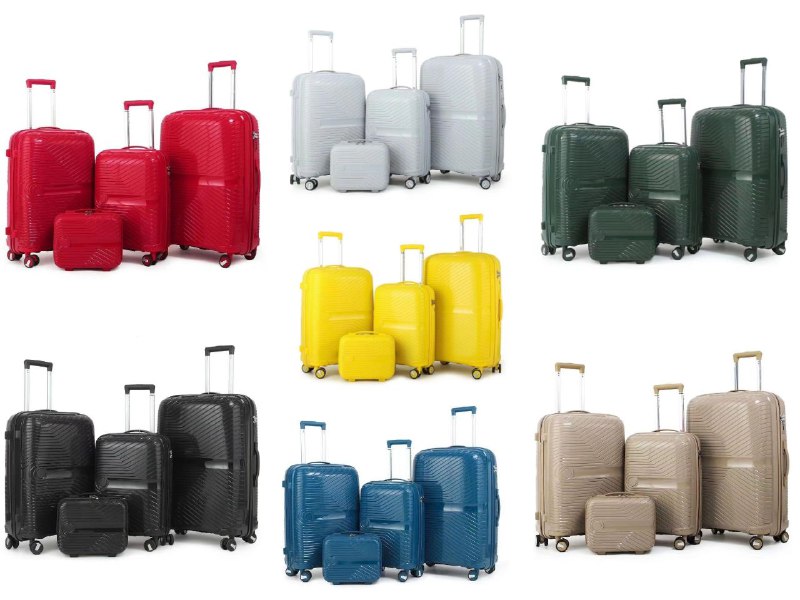 סט 3 מזוודות קשיחות מפוליפרופילן 20/24/28 + תיק איפור 14"