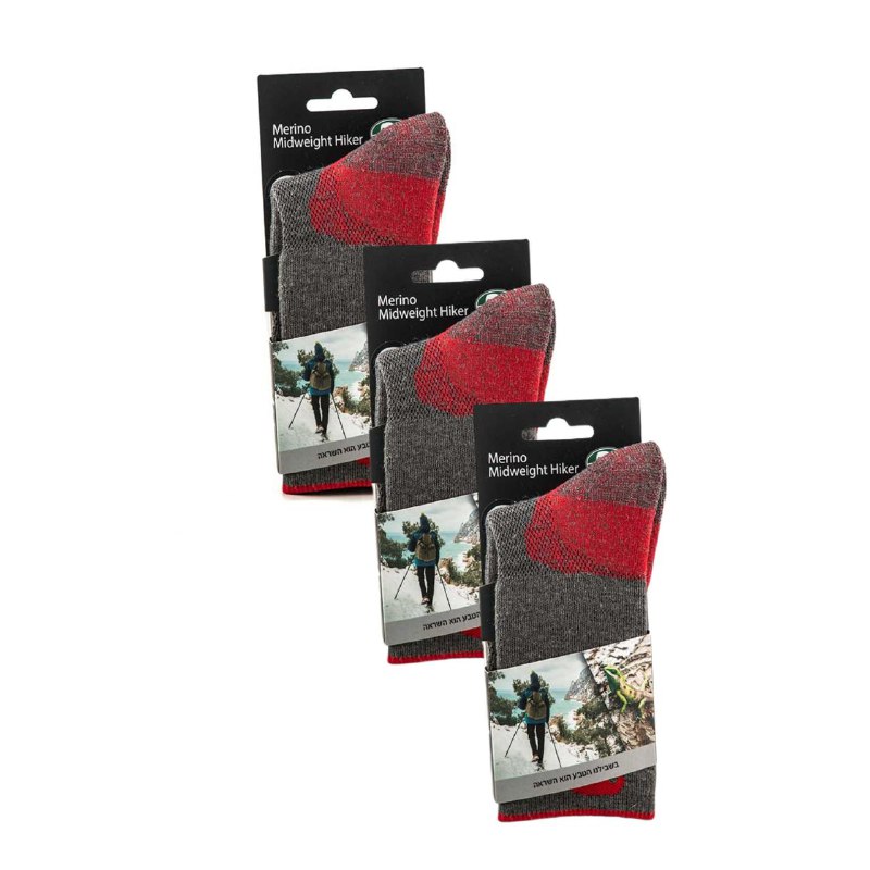 3 זוגות גרבי צמר מרינו מבית גו נייצ'ר GoNature Merino Midweight Hiket