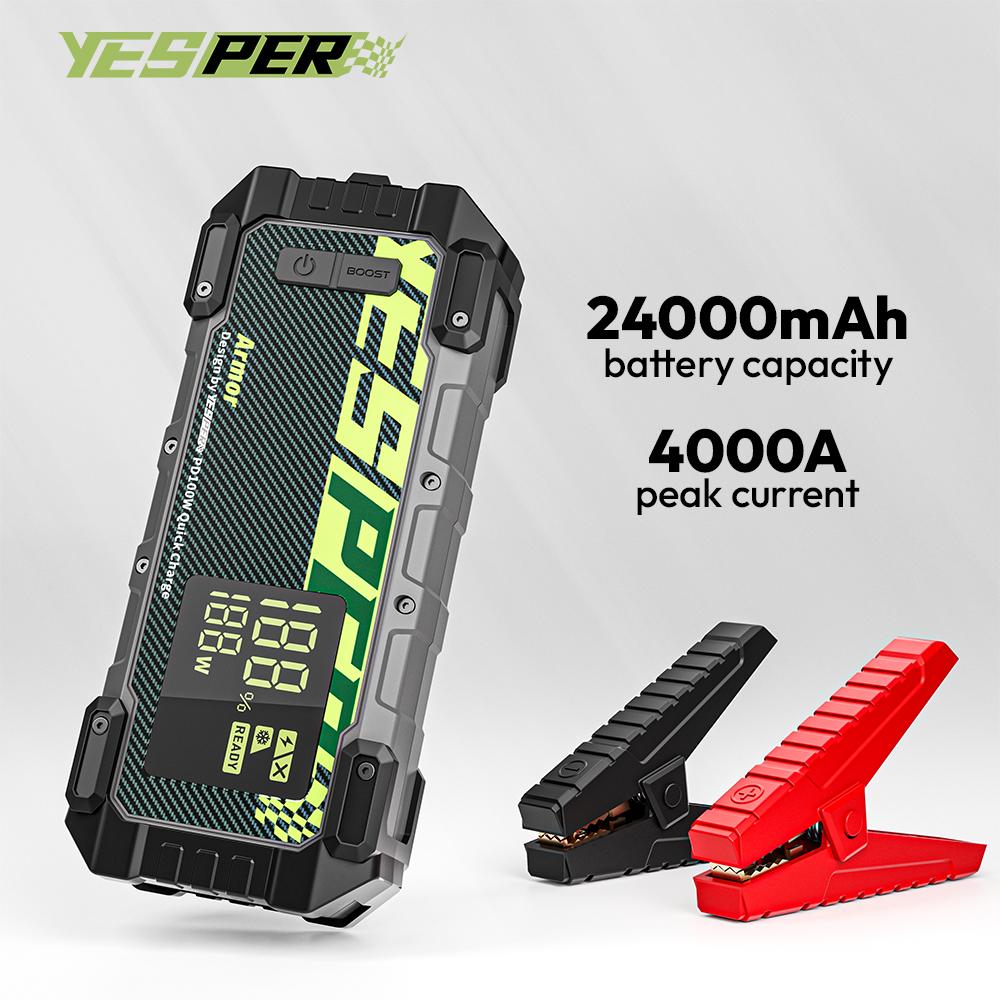 בוסטר התנעה לרכב YESPER 4000A עם טעינה מהירה PD 100W ⚡️