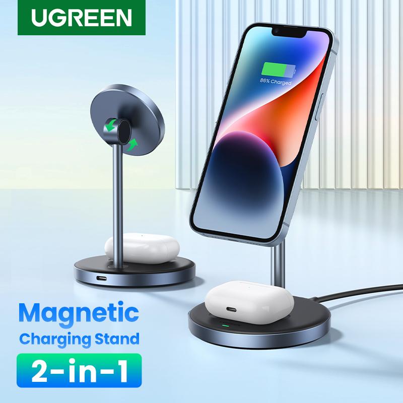 מעמד טעינה מגנטי לאייפון + איירפודס UGREEN משולב 2 ב-1 בהספק 20W מקסימום 🧲