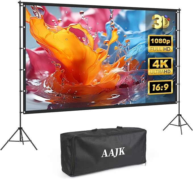 מסך הקרנה נייד 120 אינץ' AAJK כולל מעמד