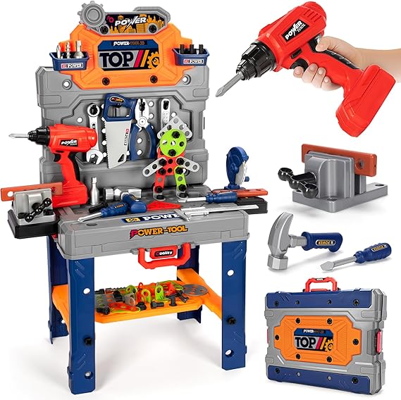 🛠 שולחן כלי עבודה לילדים Kids Tool Bench Set – 132 חלקים 🛠