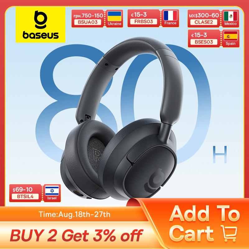 אוזניות קשת בלוטוס באסוס Baseus Bass BH1 Wireless Headphones Bluetooth 6.0 SuperBass 2.0 Over Ear Headset