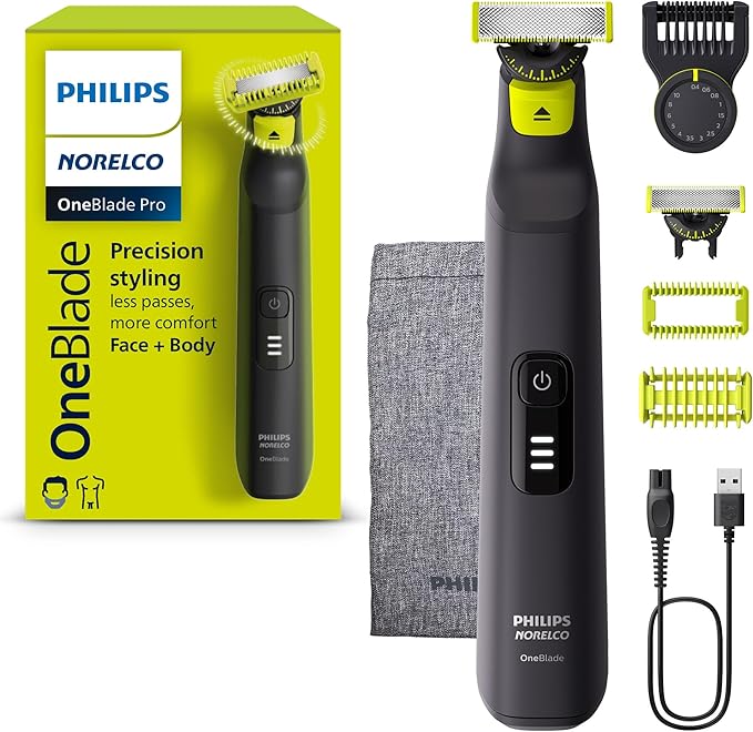 מכונת גילוח וטרימר חשמלי לפנים ולגוף Philips Norelco OneBlade Pro 360 דגם QP6542/70 💈🧔