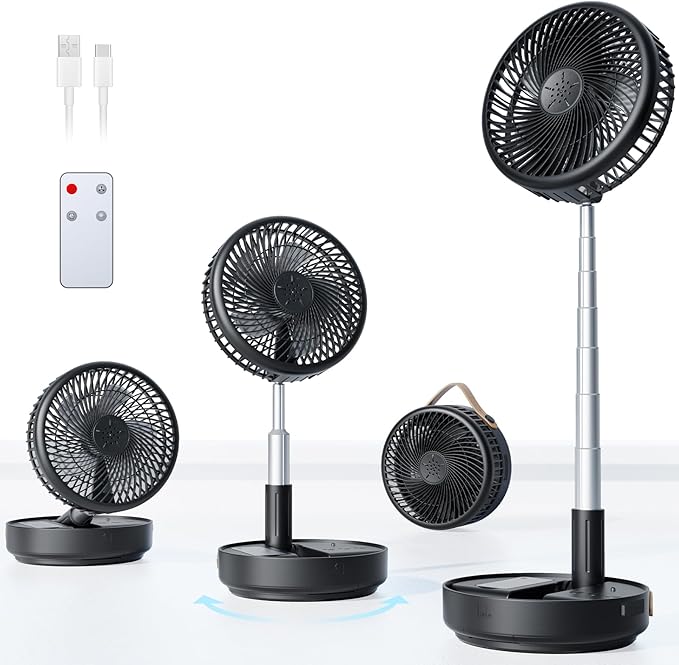 מאוורר אלחוטי מתקפל Primelove בקוטר 8" – כולל שלט רחוק 🌬️🔋