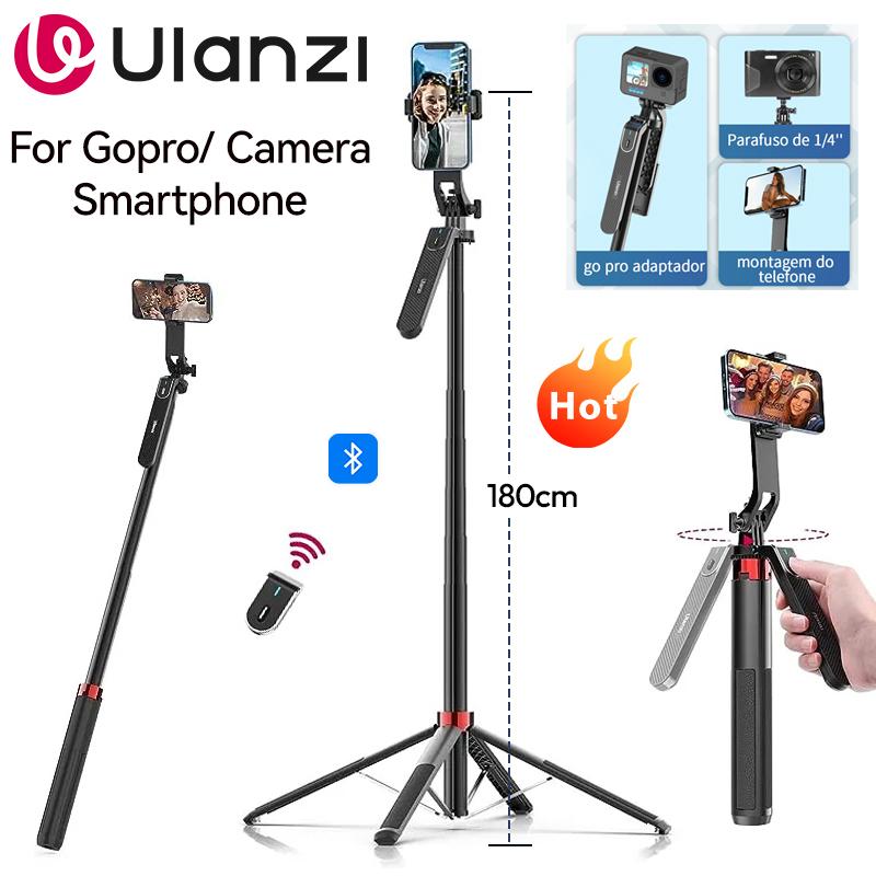 מקל סלפי חצובה מתקפלת Ulanzi MA09 בגובה 1.8 מטר עם שלט רחוק וידית אחיזה 📸✨