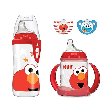 סט מעבר לתינוקות NUK רחוב סומסום- כוסות ומוצצים במארז 4 חלקים 🍼💛