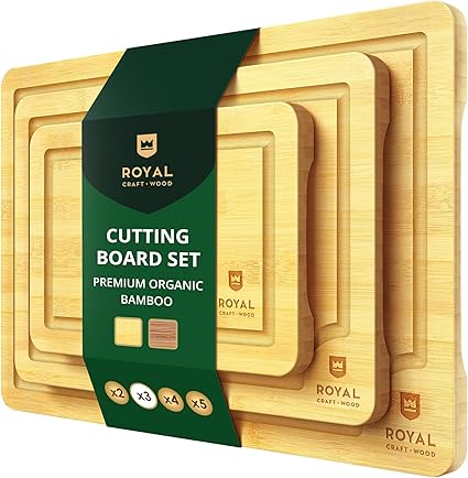 סט 3 קרשי חיתוך מעץ במבוק ROYAL CRAFT WOOD 🌿🍽️