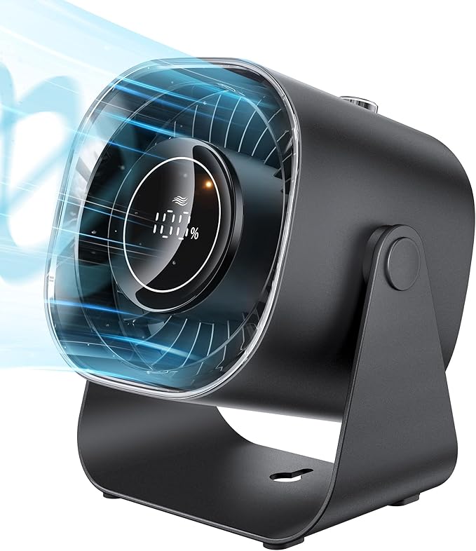 מאוורר שולחני נייד שקט עם תצוגה דיגיטלית 5000mAh דגם B0DRS34CS5