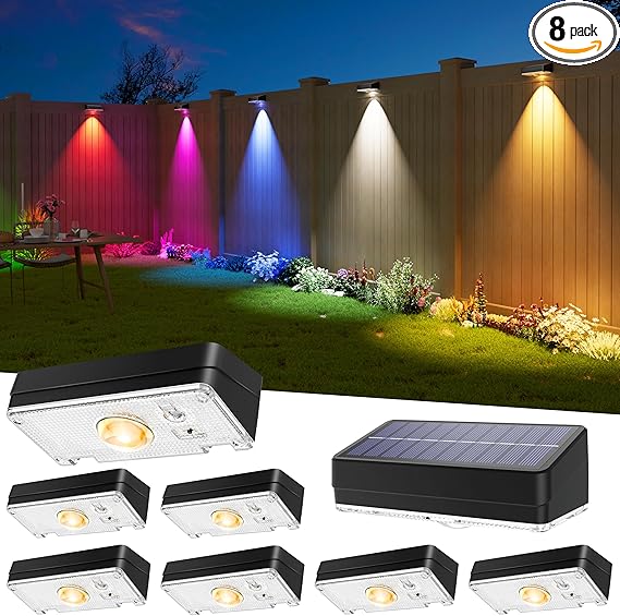 תאורת קיר סולארית צבעונית (12 או 8 יחידות) JOFIOS Solar Fence Lights
