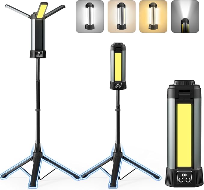 פנס קמפינג נטען עם חצובה מתכווננת Mlogiroa Rechargeable Camping Light