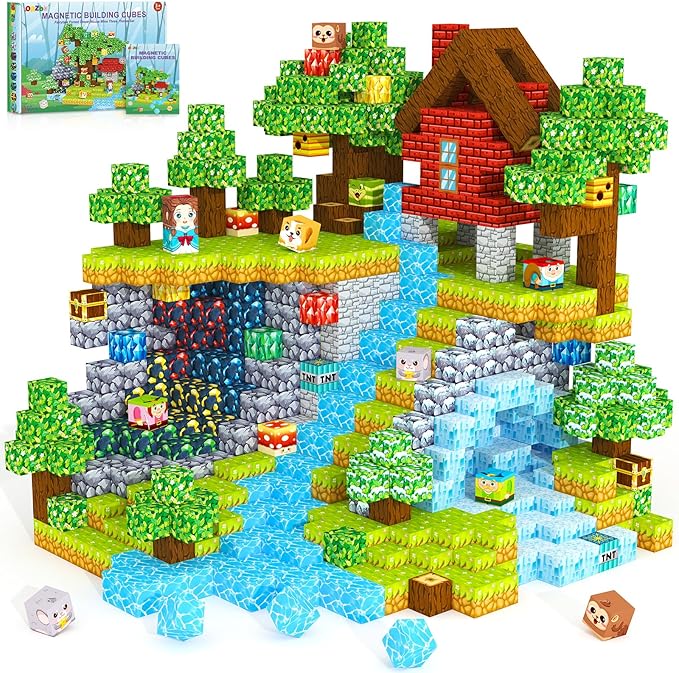 150 קוביות בנייה מגנטיות מונטסוריות לילדים Magnetic Blocks