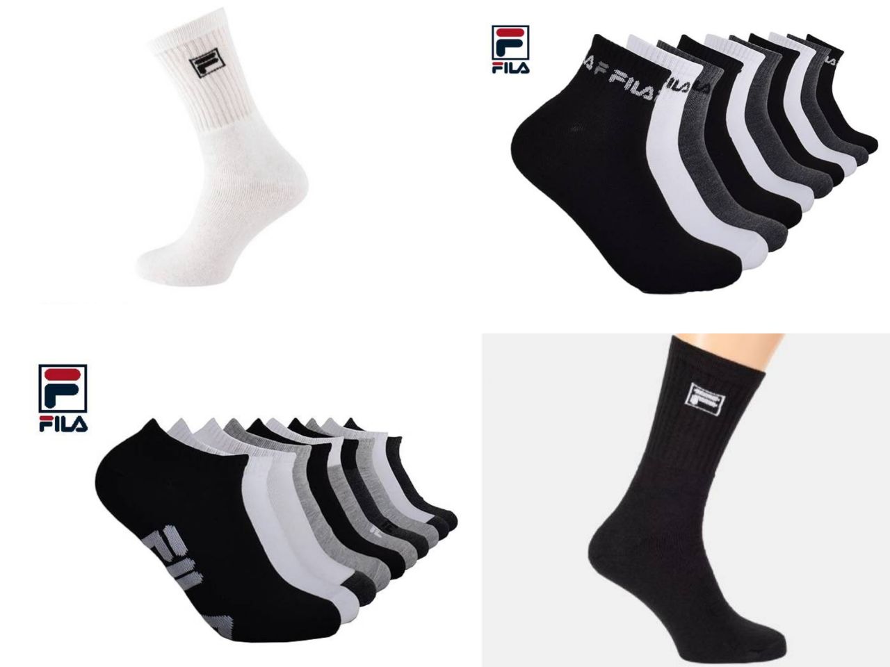 מארזי 20-25 זוגות גרביים מותג Fila לגברים ולנשים באורכים שונים