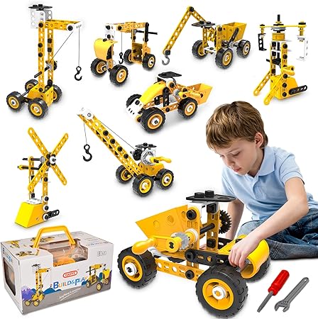 ערכת בנייה כלי תחבורה ועבודה דגם 10 ב-1 DIY Building toy