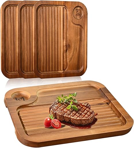 סט 4 בוצ'רים מעץ אקציה Acacia Wood Steak Plates