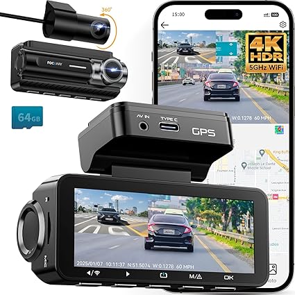 📸 מצלמת דרך דואלית (קדמית ואחורית) לרכב FOCUWAY D2-Duo באיכות 4K