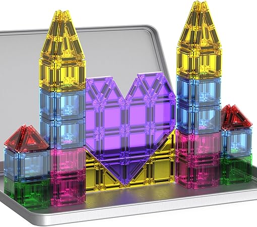 🧩 ערכת בנייה מגנטית ניידת לילדים 78 חלקים- Mini Magnetic Tiles