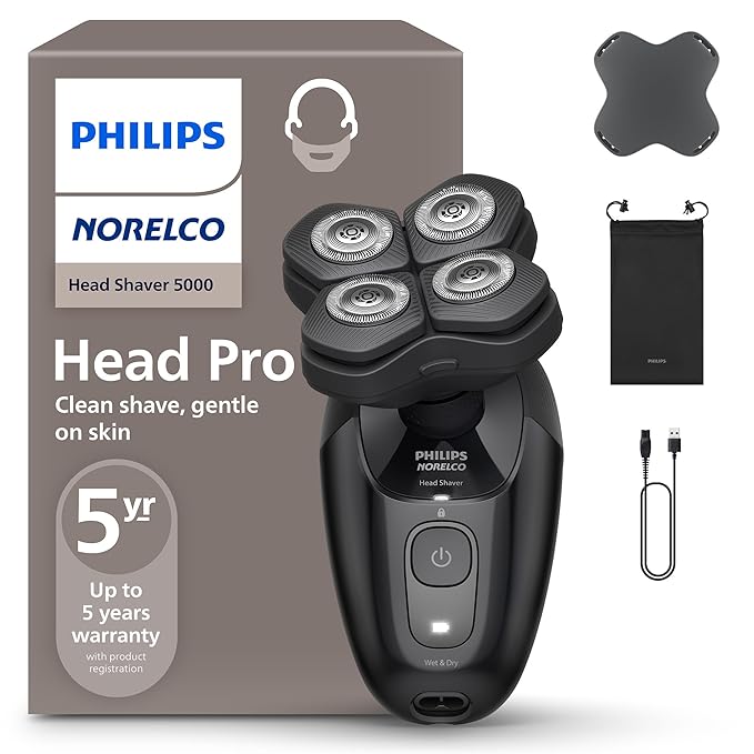 🪒 מכונת גילוח חשמלית לראש Philips Norelco Head Shaver Pro 5000 Series דגם HS5980/40