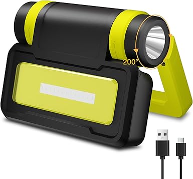 פנס עבודה נטען עם תאורת COB מגנטית 1000LM מתקפל ב-200° 🔦💪