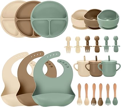 סט האכלה מסיליקון לתינוקות 24 חלקים JELLDJK Silicone Baby Feeding Set