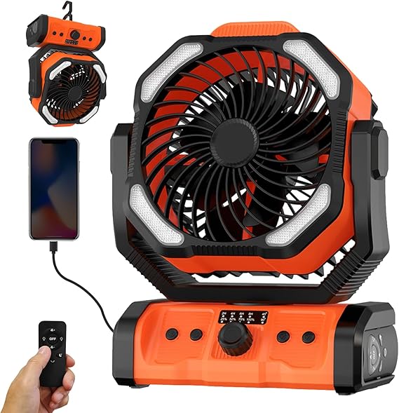 🌀 מאוורר קמפינג נטען Wifen עם שלט וטיימר – סוללת 20000mAh, תנועה אוטומטית וזרוע סיבובית 270°