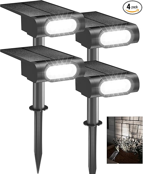 🌞💡סט 4 יחידות של תאורת ספוטים סולארית EZVALO Solar Spot Lights Outdoor Waterproof IP67 🌿