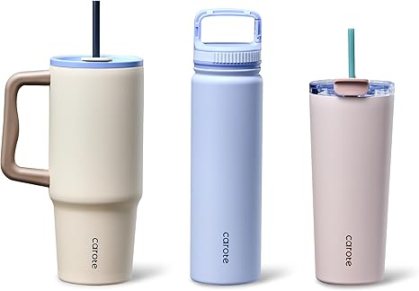 🥤 סט 3 בקבוקים מבודדים מנירוסטה CAROTE  💙